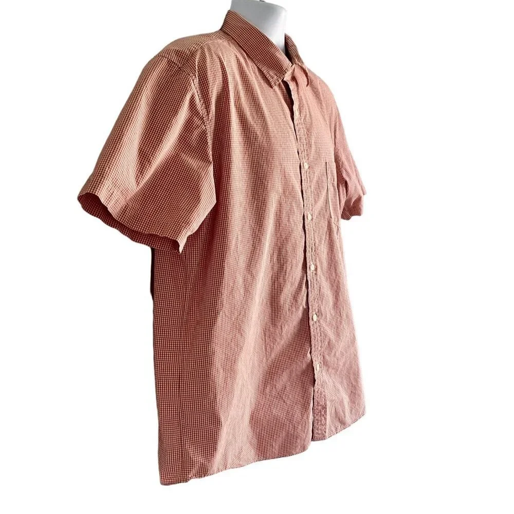 J. Crew Classic Red and White Short Sleeve Button Up Shirt Men's XL